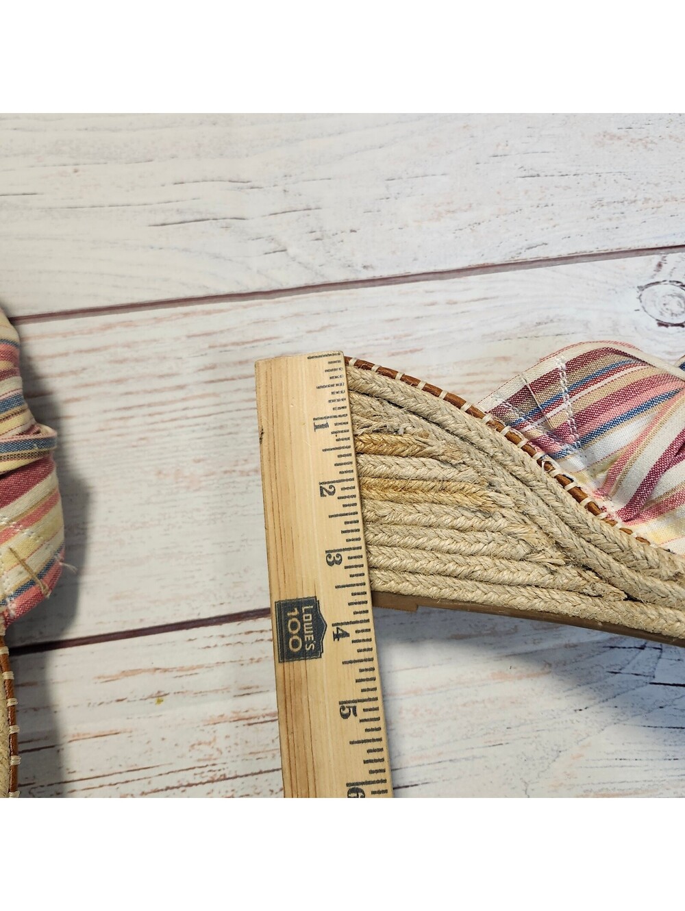 Sugar womens striped espadrille wedge slide sandals size 9.5 - Picture 4 of 9